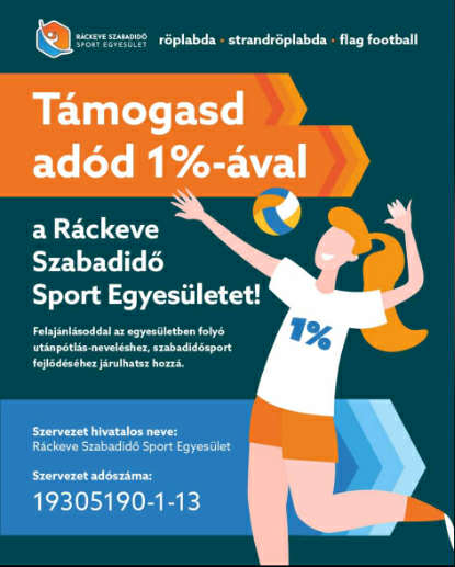 1% adó – 100% Ráckevei Sportegyesület kampányvizuál